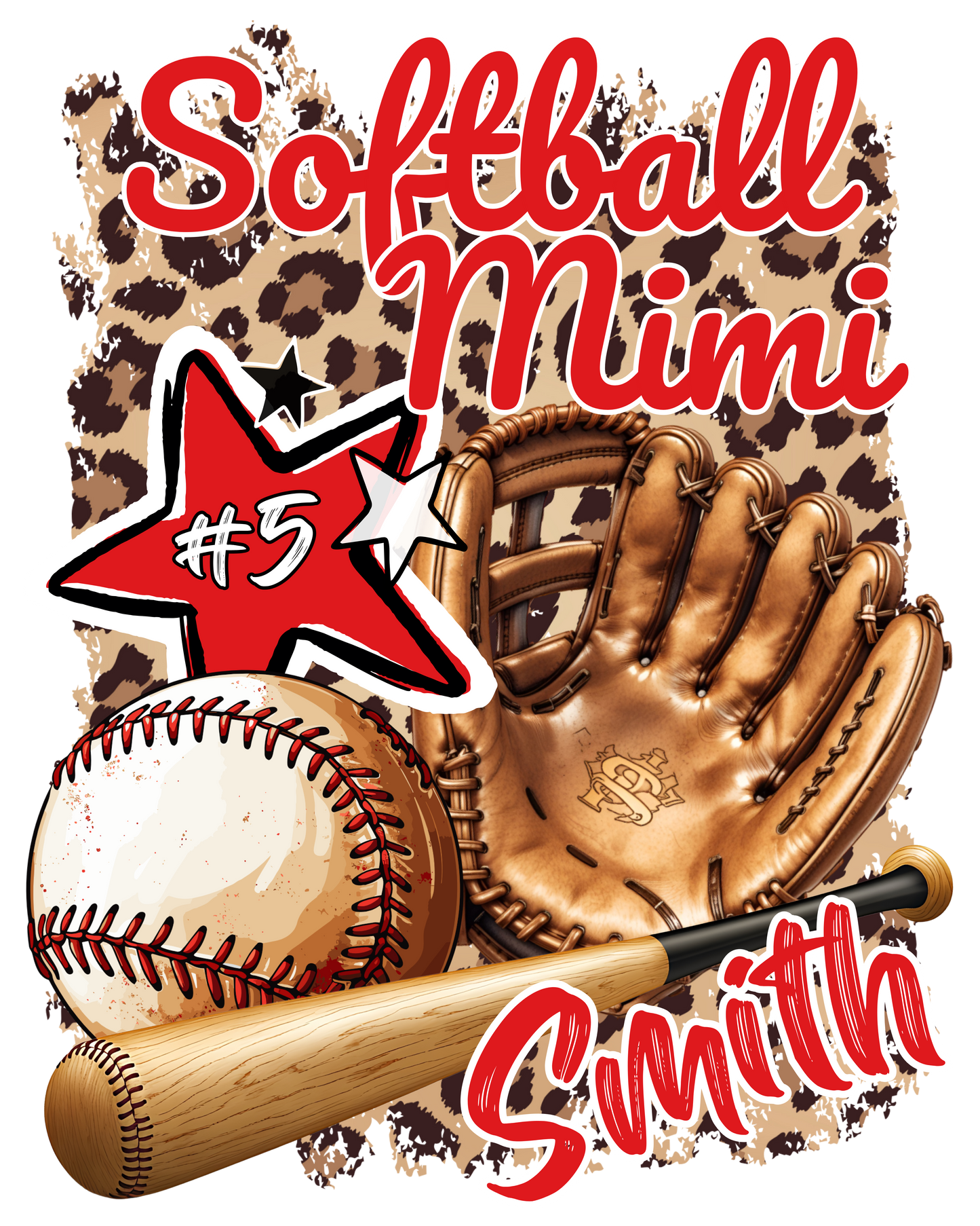Baseball/Softball Animal Print PNG