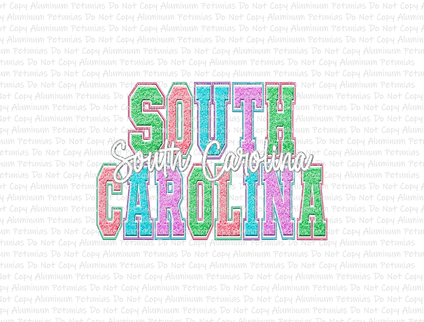 Spring States South Carolina, Faux Embroider DTF (Direct to Film) Transfers, DTF Prints