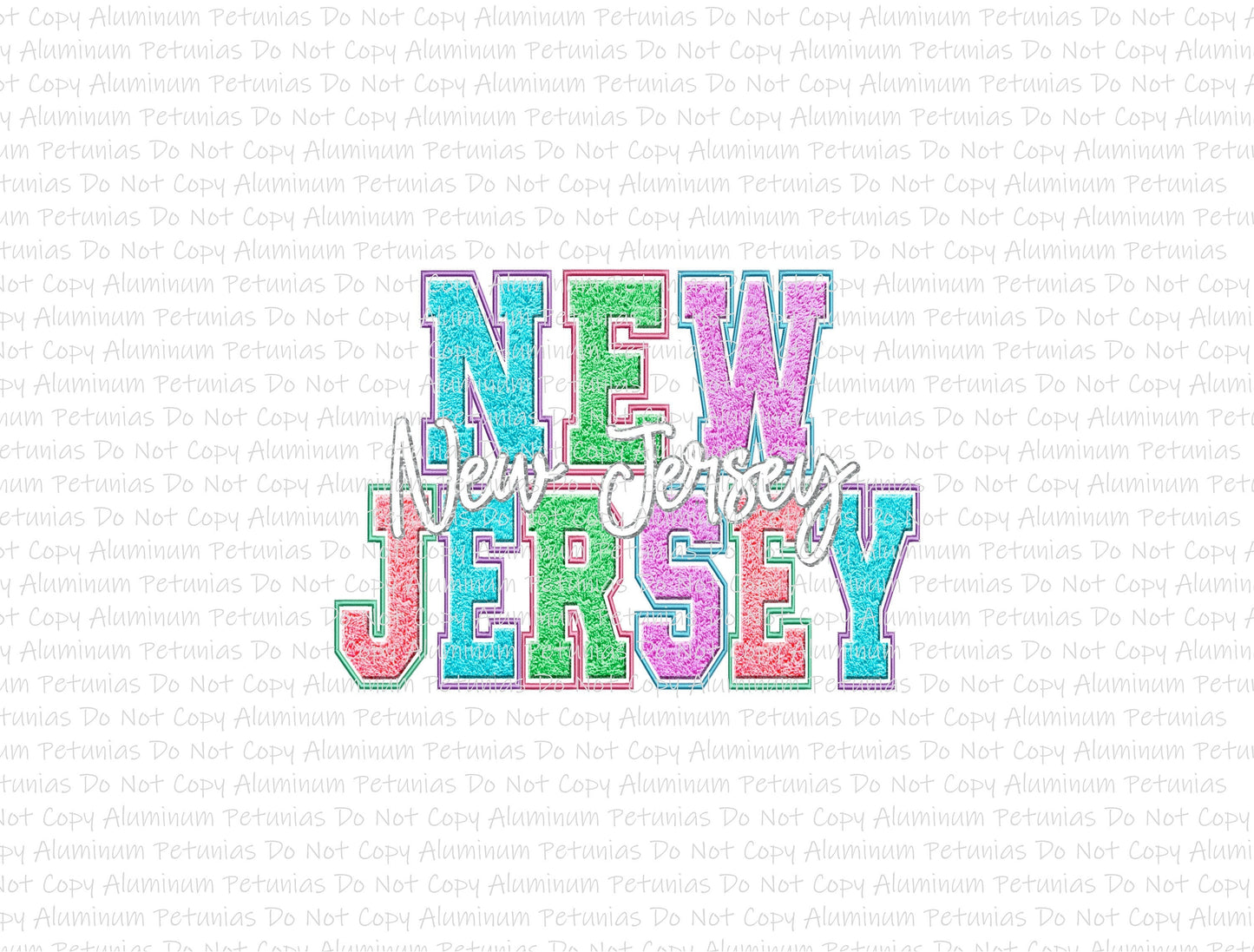 Spring States New Jersey, Faux Chenille DTF (Direct to Film) Transfers, DTF Prints