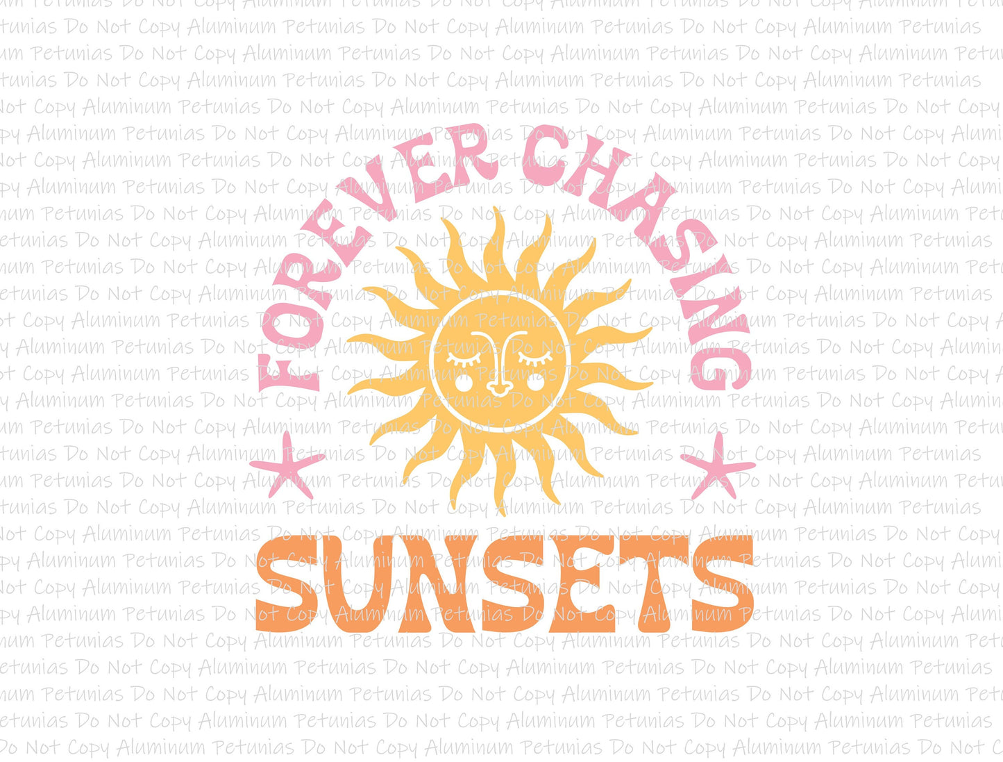 Forever Chasing Sunsets DTF (Direct to Film) Transfers, Summer DTF Transfer Ready to Press, 1-3 Day Ship