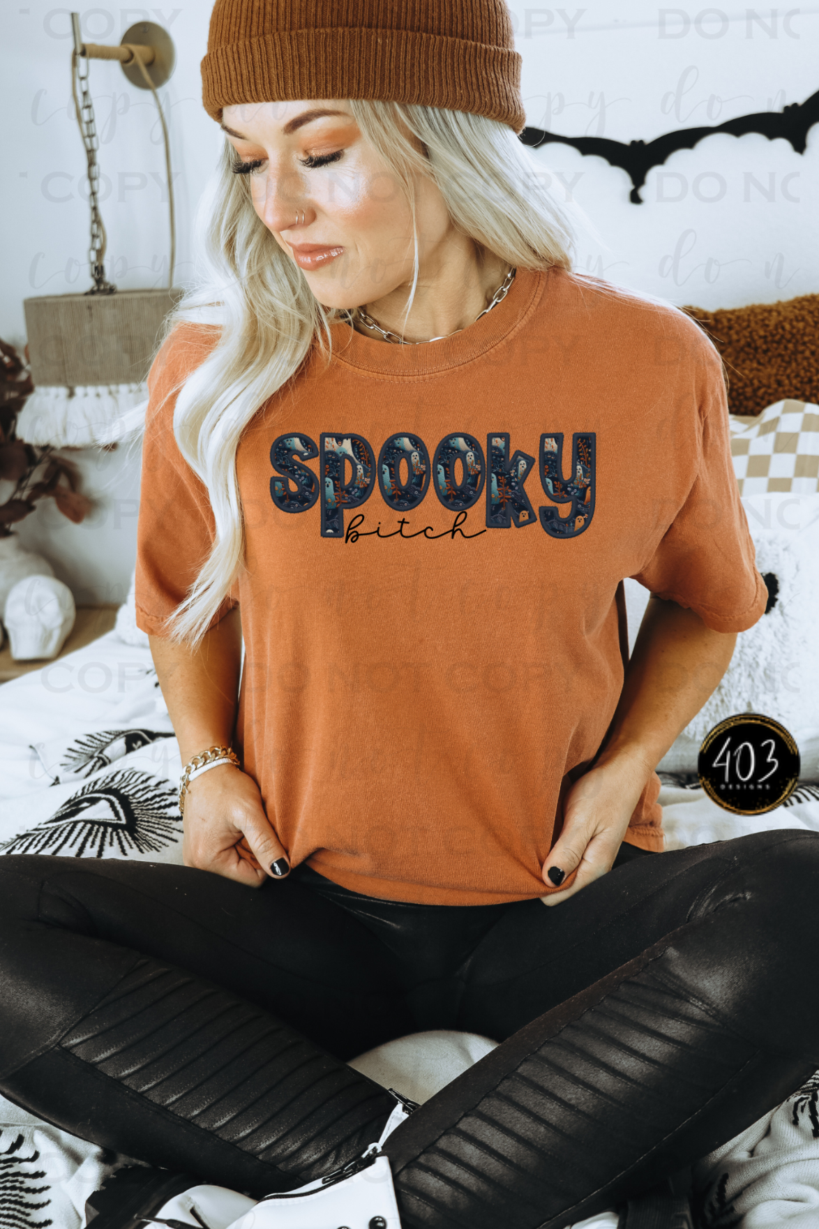 Spooky B Faux Embroidery Graphic Tee