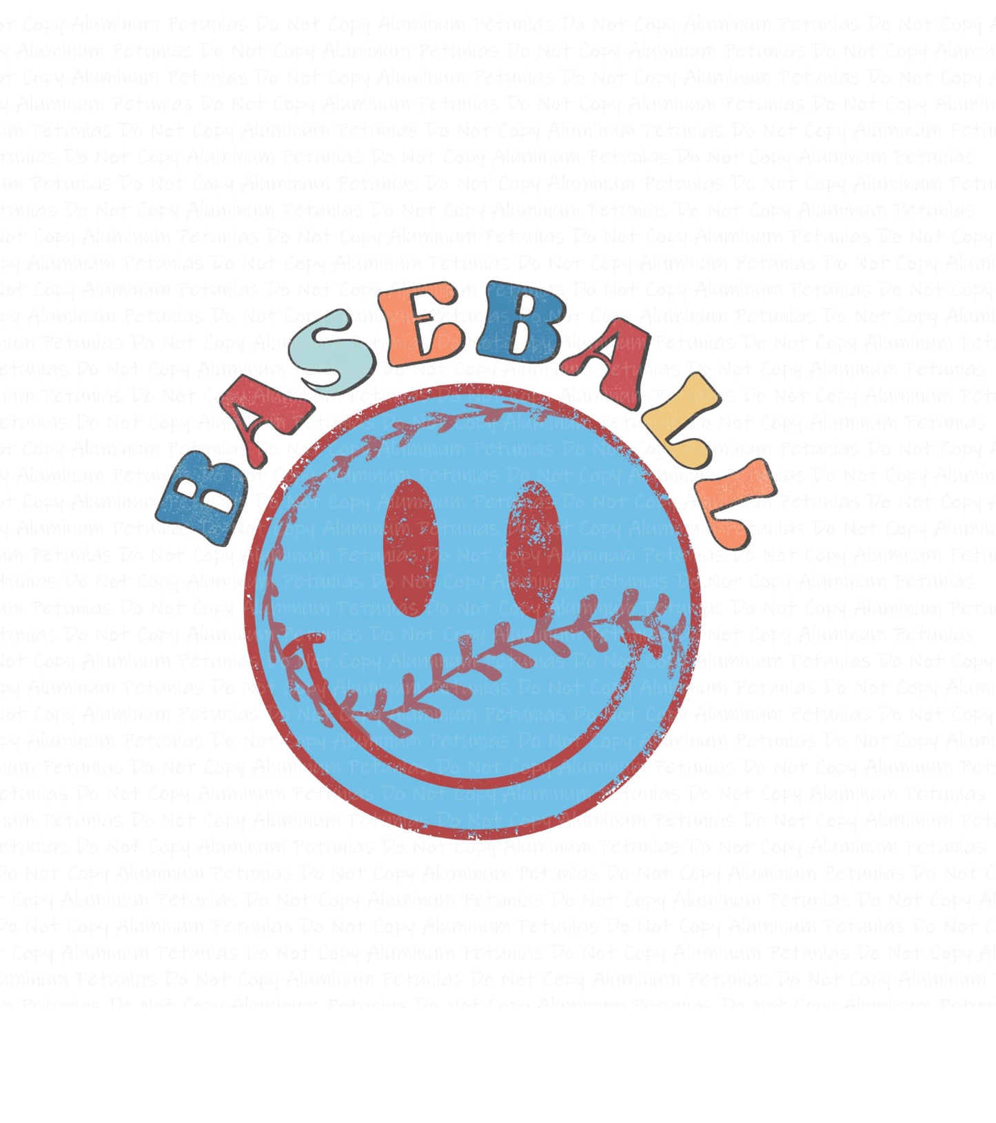Smiley Baseball DTF (Direct to Film) Transfers, Smiley DTF Transfer Ready to Press, 1-3 Day Ship
