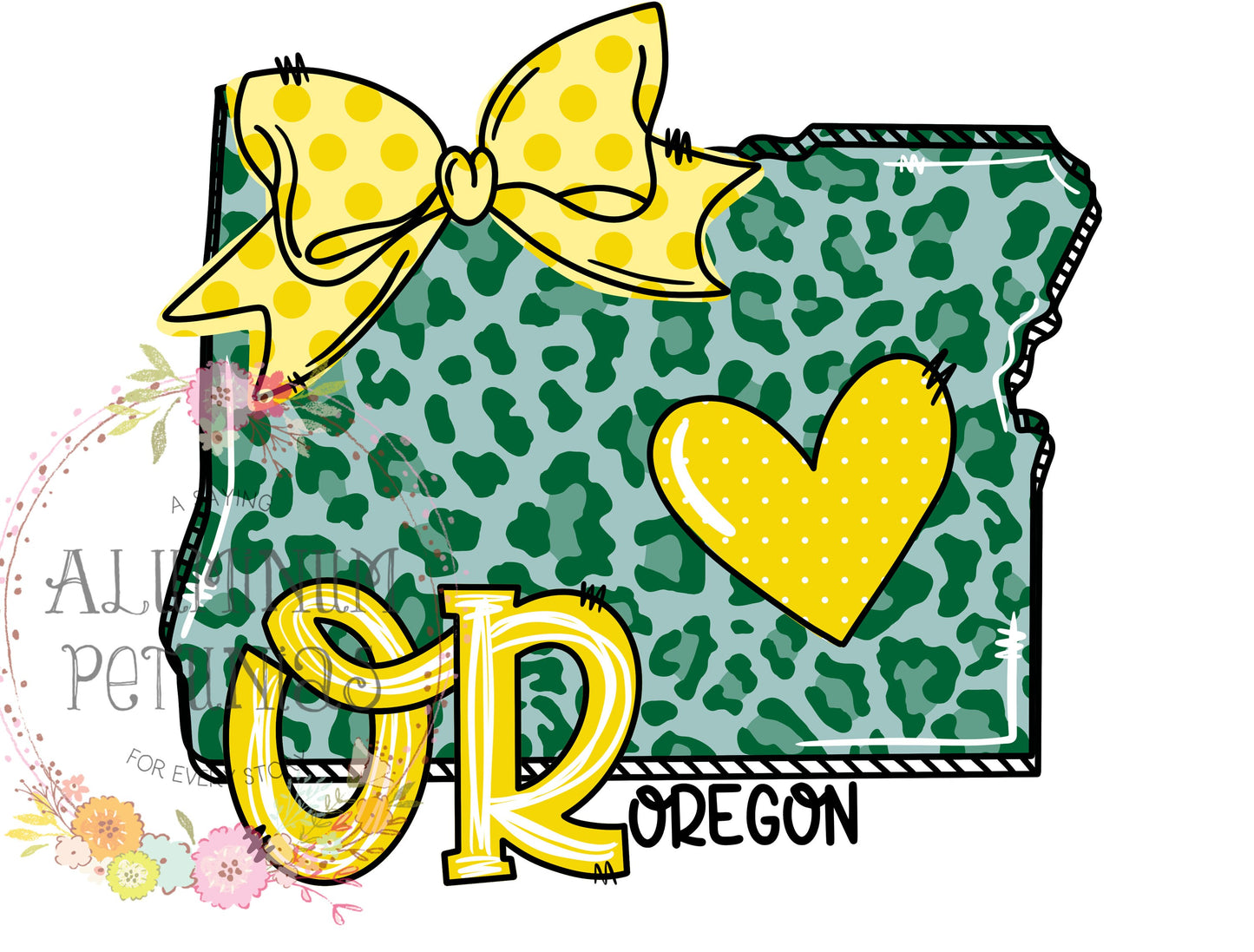 Oregon Doodle Leopard State DTF (Direct to Film) Transfers, Doodle States DTF Transfer Ready to Press, Ducks