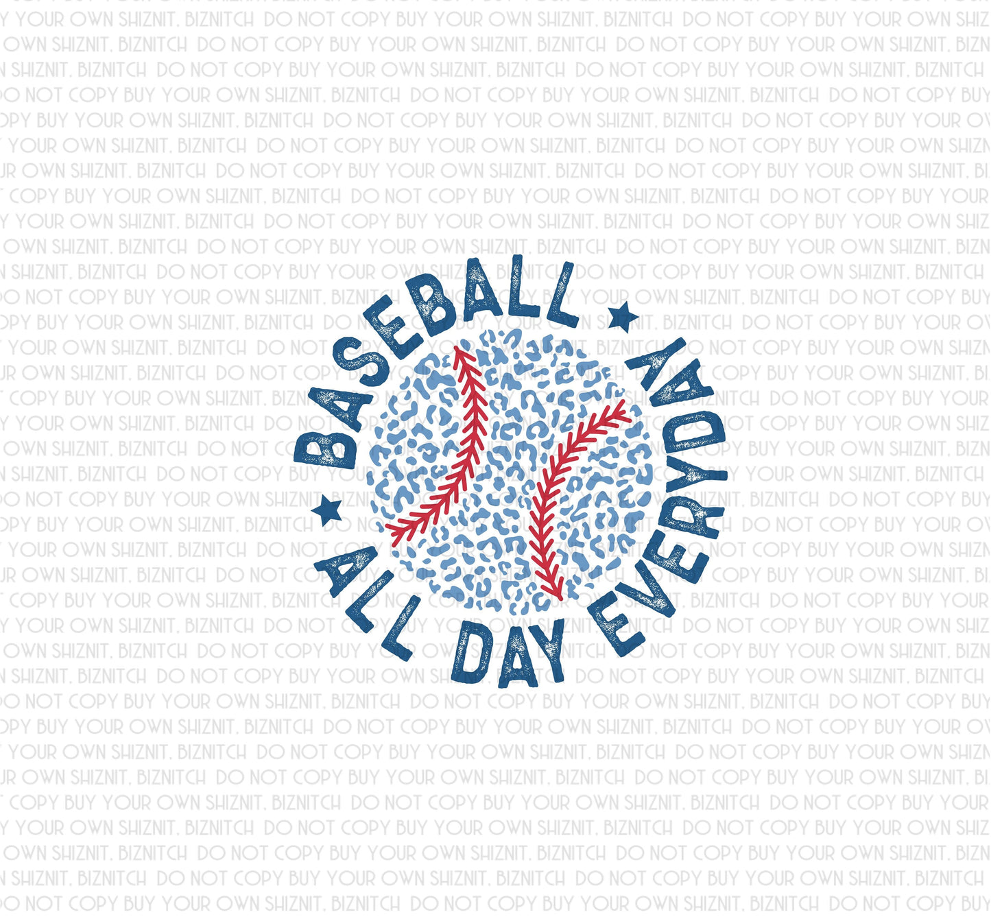 Baseball All Day, Blue & Red Cheetah DTF (Direct to Film) Transfers, Sports DTF Transfer Ready to Press