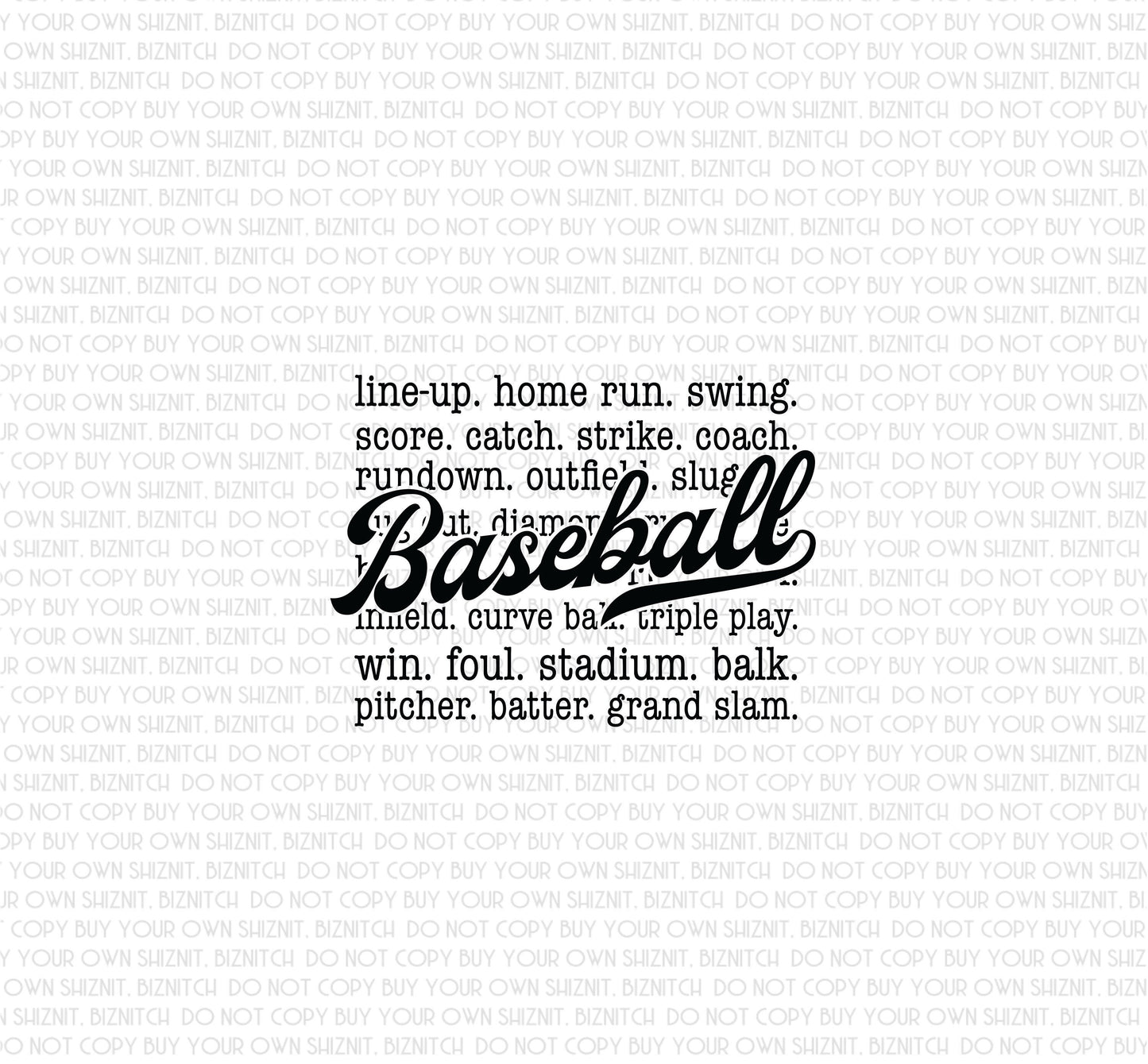Baseball Sayings DTF (Direct to Film) Transfers, Sports DTF Transfer Ready to Press