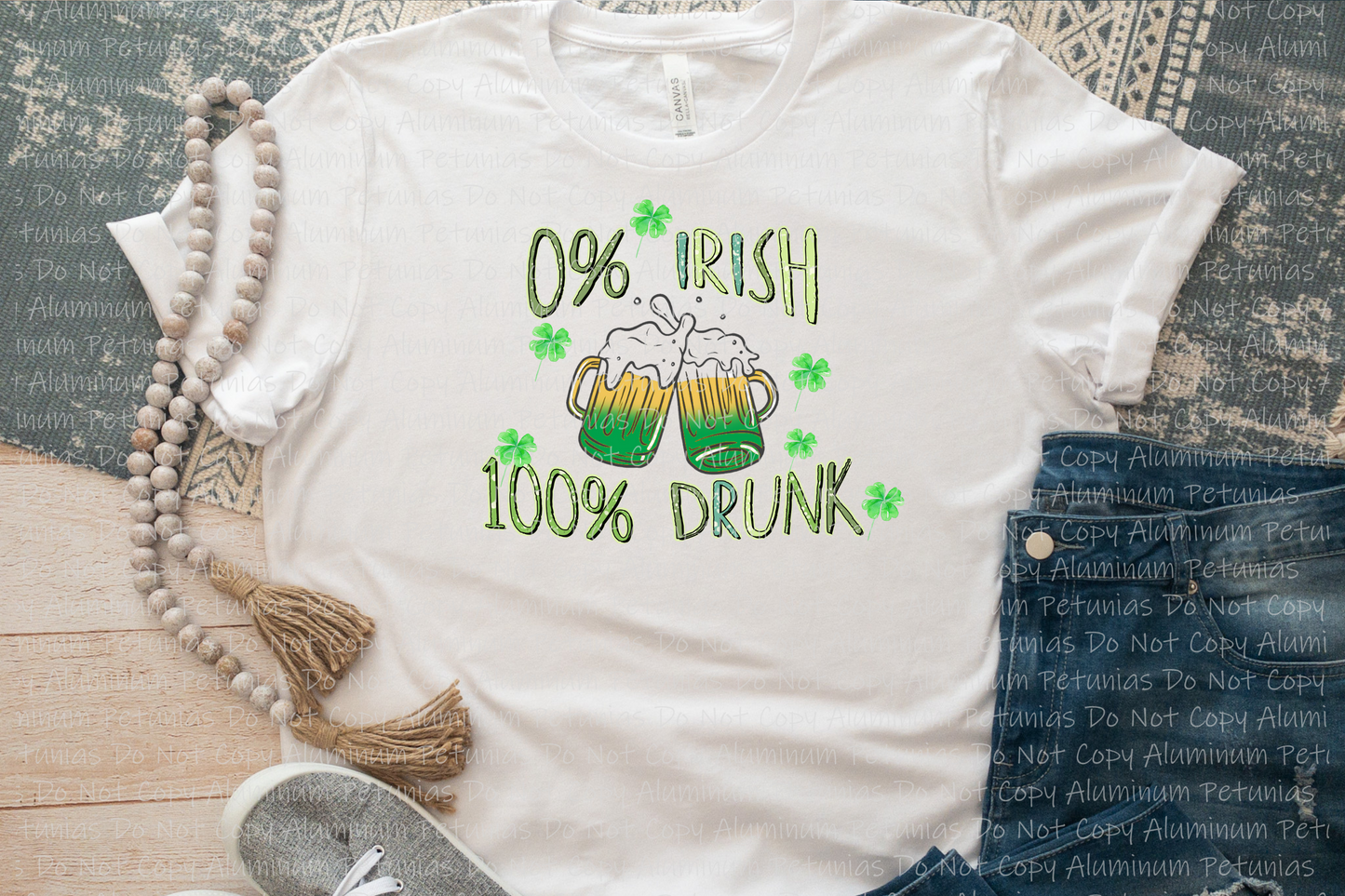 0% Irish 100% Drunk Graphic Tee