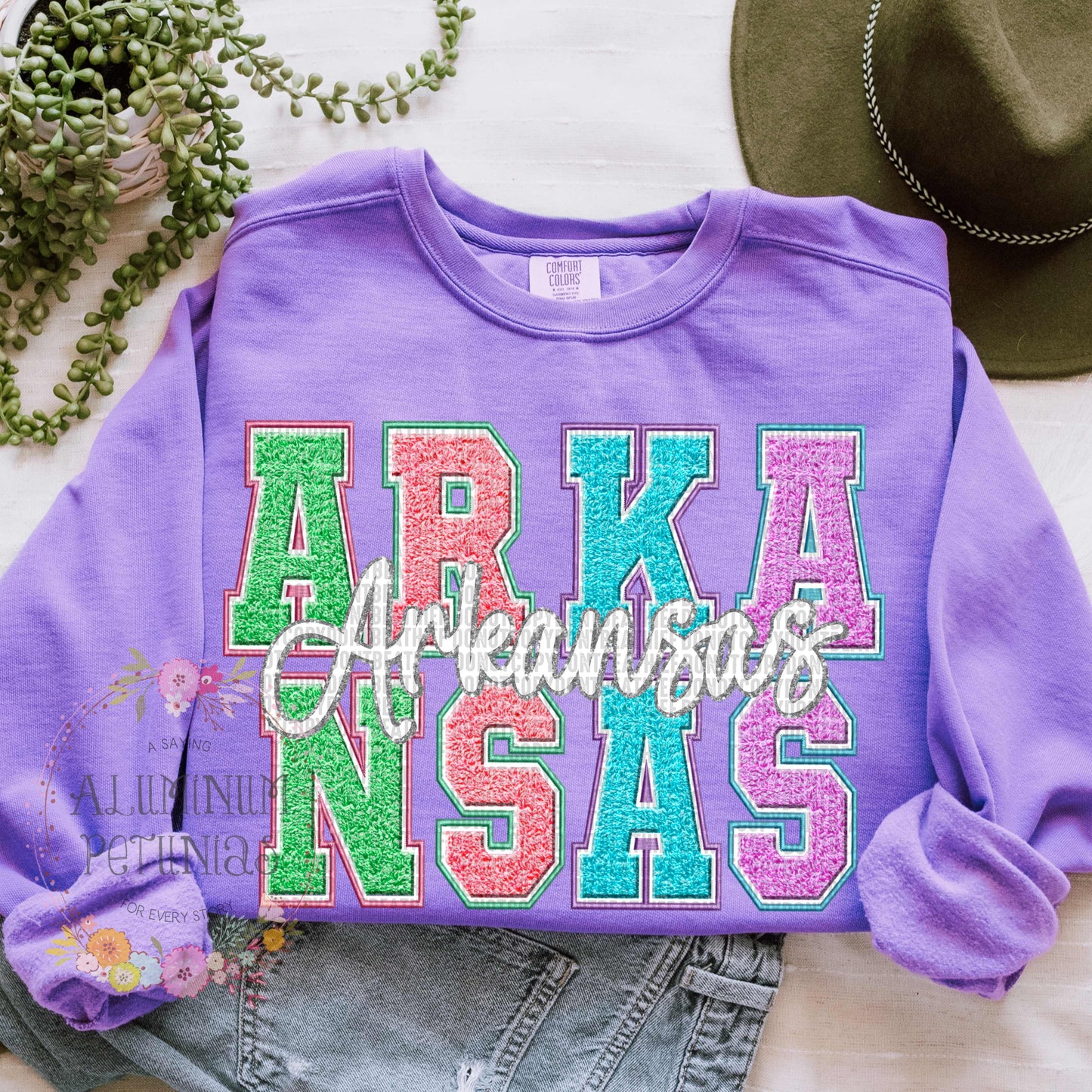 Faux Chenille State DTF Transfer- Arkansas