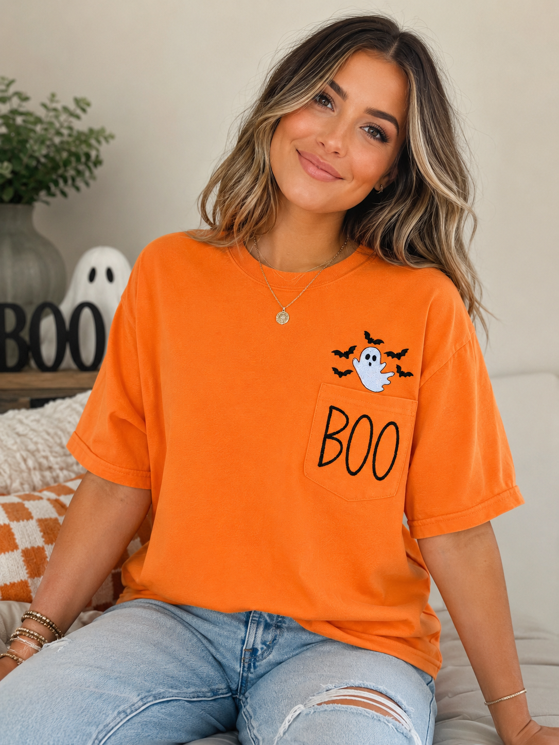 Boo and Ghost Pocket Tee