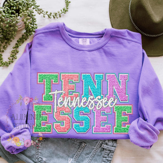 Faux Chenille State DTF Transfer - Tennessee