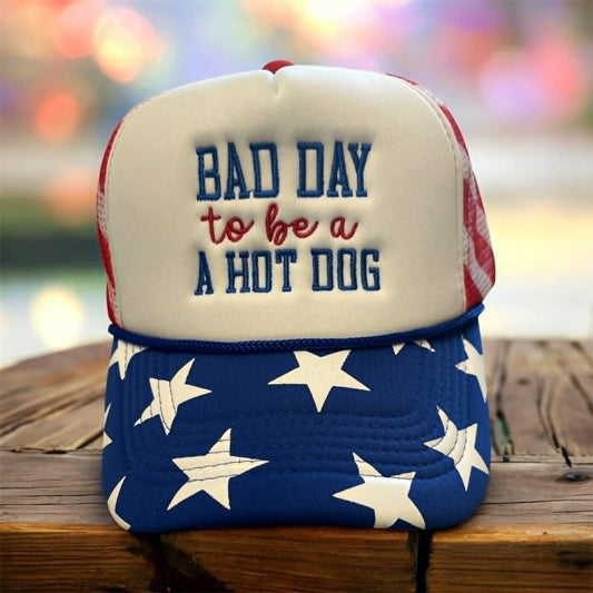 Bad Day to be a Hotdog Foam Embroidered Hat