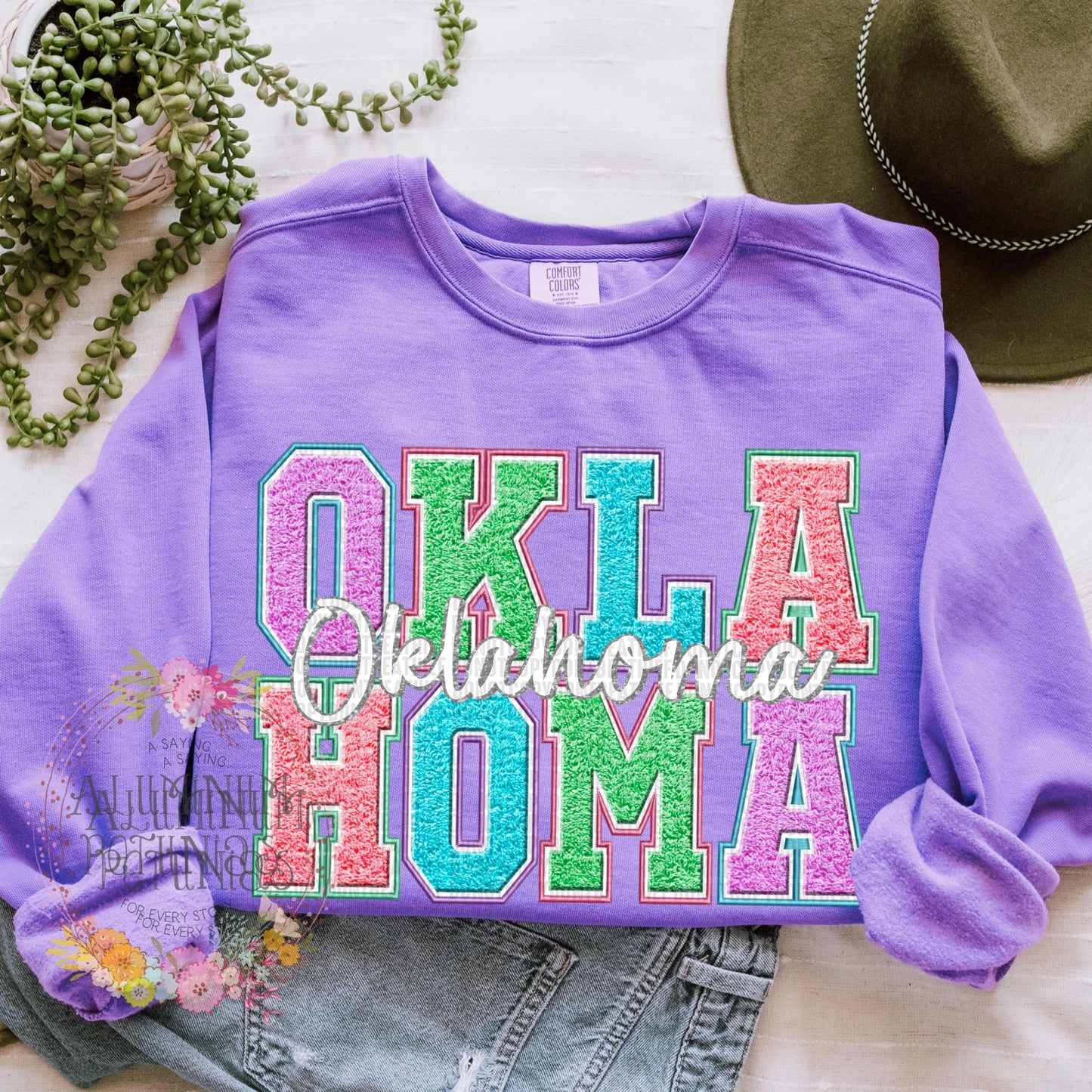 Faux Chenille State DTF Transfer- Oklahoma