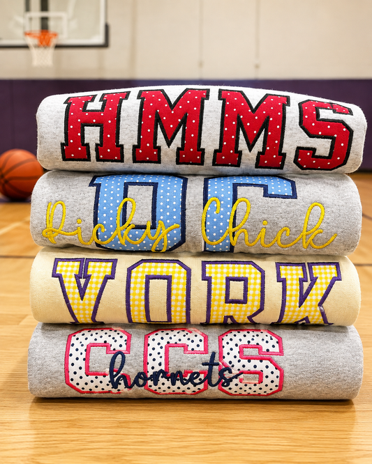 Custom School Spirit Appliqué Sweatshirts | Team, Mascot & School Designs