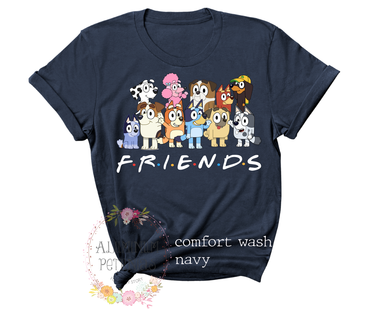 Friends Bluey Friends White Text ADULT