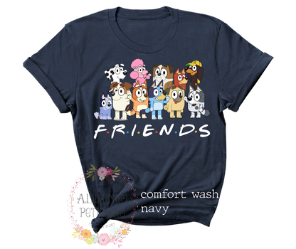 Friends Bluey Friends White Text ADULT