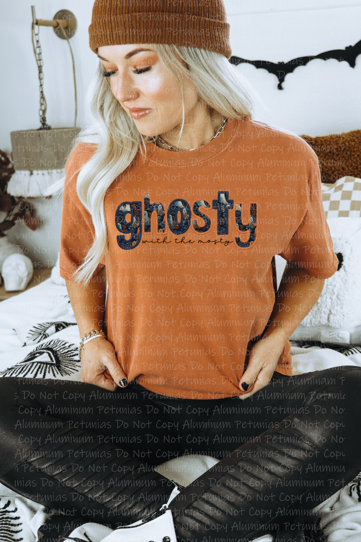 Ghosty With The Mosty Faux Embroidery Graphic Tee