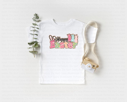 Happy Easter Leopard Print Youth Graphic Tee