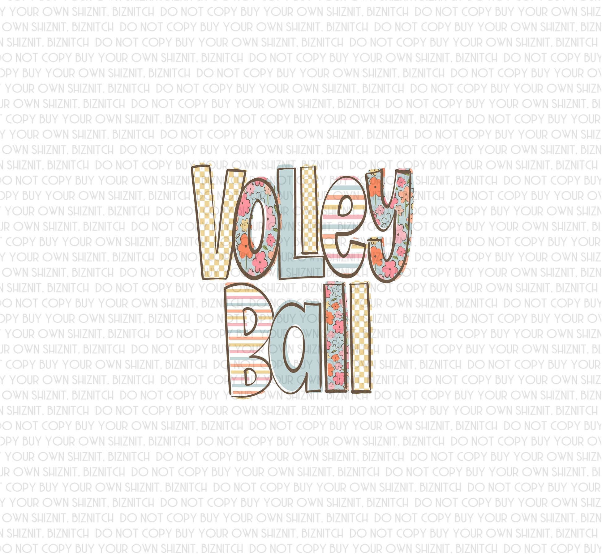 Patterned Volleyball DTF (Direct to Film) Transfers, Doodle Loo Sports DTF Transfer Ready to Press, 3-5 Day Ship