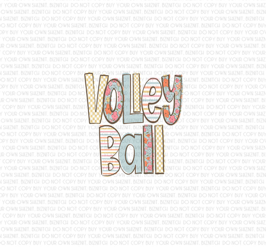 Patterned Volleyball DTF (Direct to Film) Transfers, Doodle Loo Sports DTF Transfer Ready to Press, 3-5 Day Ship