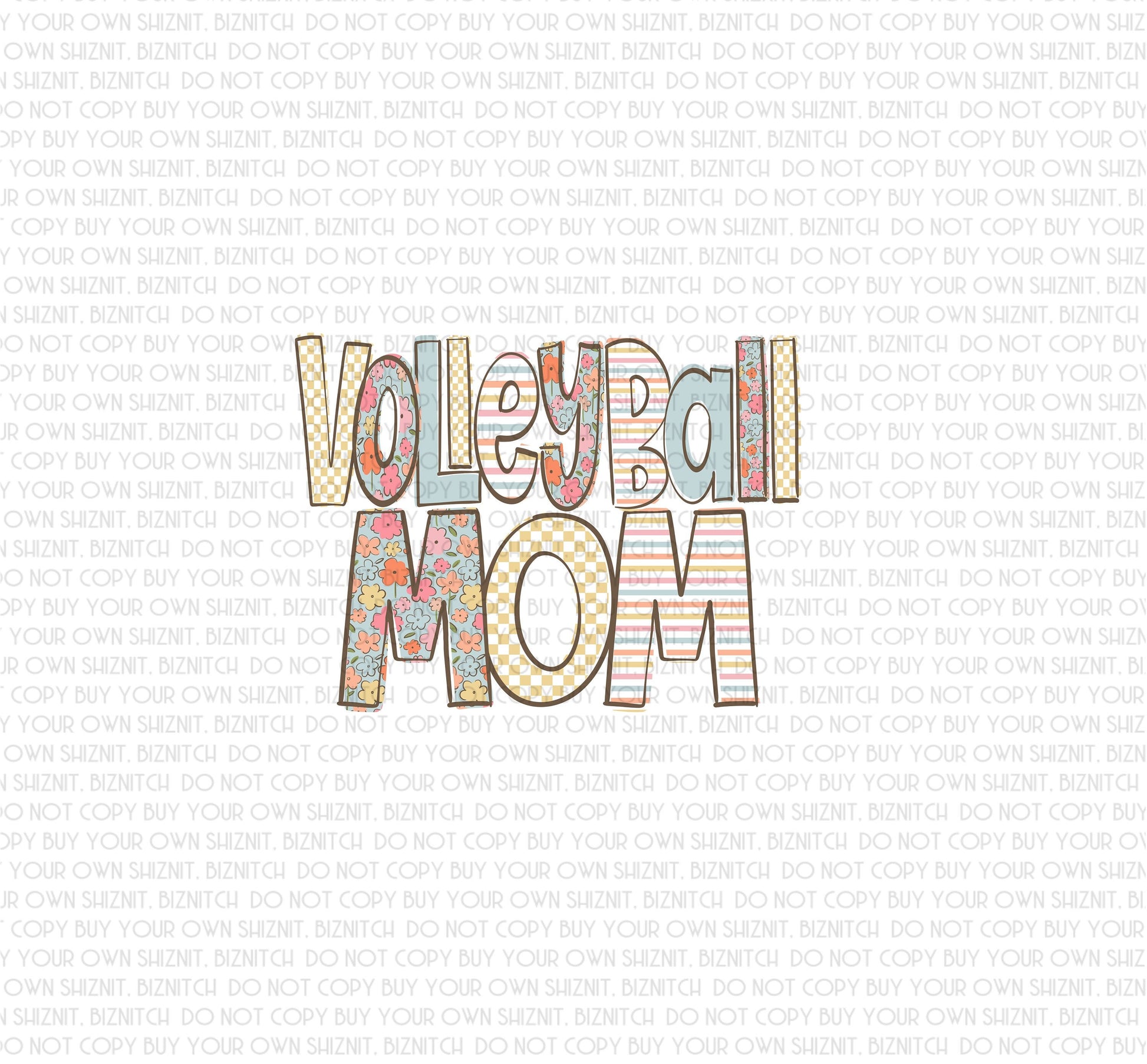 Patterned Volleyball Mom DTF (Direct to Film) Transfers, Doodle Loo Sports DTF Transfer Ready to Press, 3-5 Day Ship