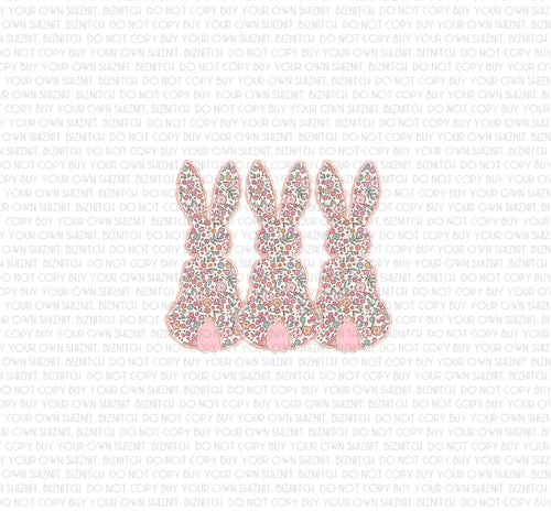 Floral Pastel Bunnies DTF (Direct to Film) Transfers, Doodle Loo DTF Transfer Ready to Press, 3-5 Day Ship