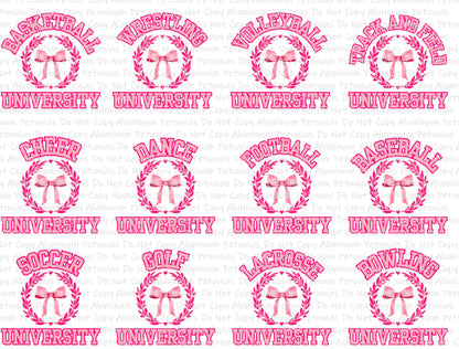 Assorted Coquette Sports University, DTF (Direct to Film) Transfers, Coquette DTF Transfer Ready to Press, 1-3 Day Ship