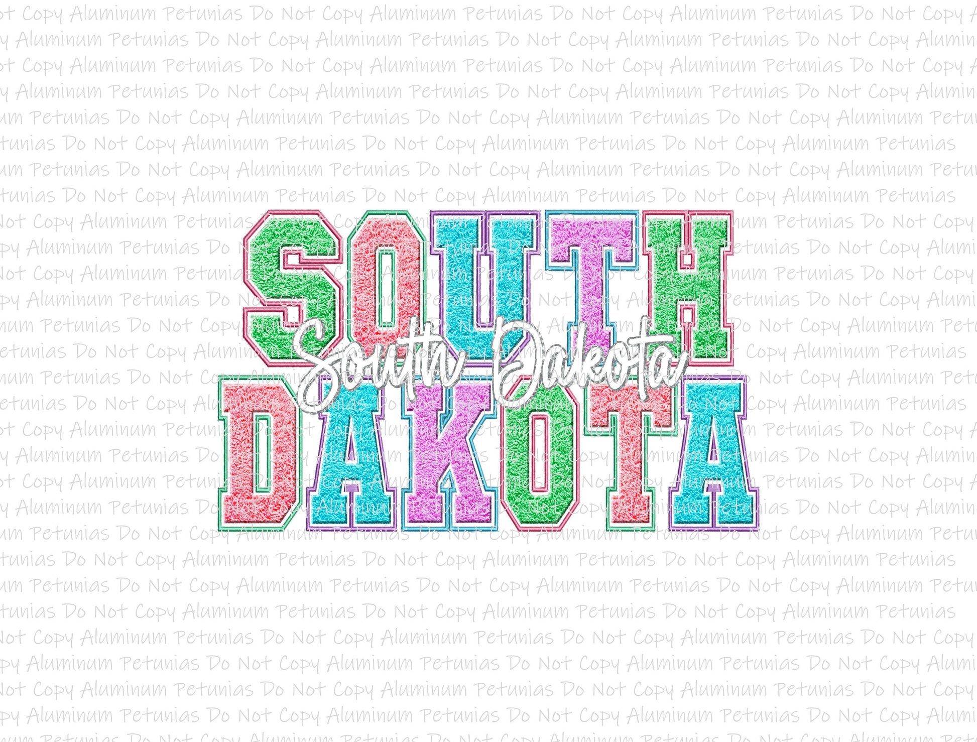 Spring States South Dakota, Faux Chenille DTF (Direct to Film) Transfers, DTF Prints