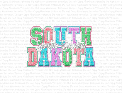 Spring States South Dakota, Faux Chenille DTF (Direct to Film) Transfers, DTF Prints