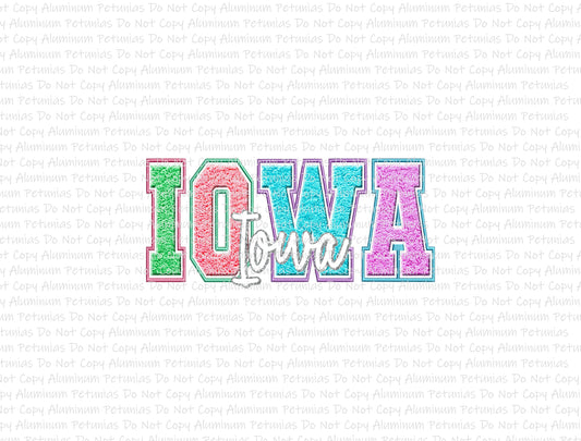 Spring States Iowa, Faux Embroider DTF (Direct to Film) Transfers, DTF Prints