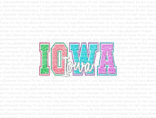 Load image into Gallery viewer, Spring States Iowa, Faux Embroider DTF (Direct to Film) Transfers, DTF Prints
