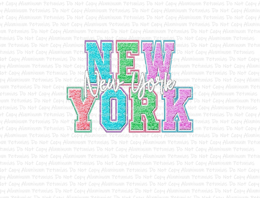 Spring States New York, Faux Embroider DTF (Direct to Film) Transfers, DTF Prints