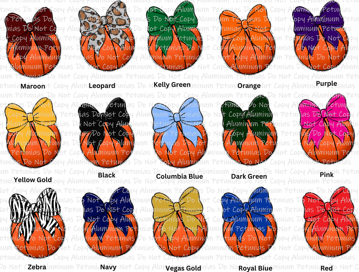 Basketball Bow (Multiple Colors Avail.) DTF (Direct to Film) Transfers, Sports DTF Transfer Ready to Press, 3-5 Day Ship