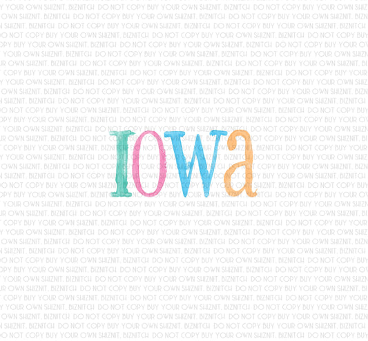 Watercolor Iowa DTF (Direct to Film) Transfers, DTF Transfer Ready to Press, 3-5 Day Ship