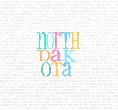 Watercolor North Dakota DTF (Direct to Film) Transfers, DTF Transfer Ready to Press, 3-5 Day Ship