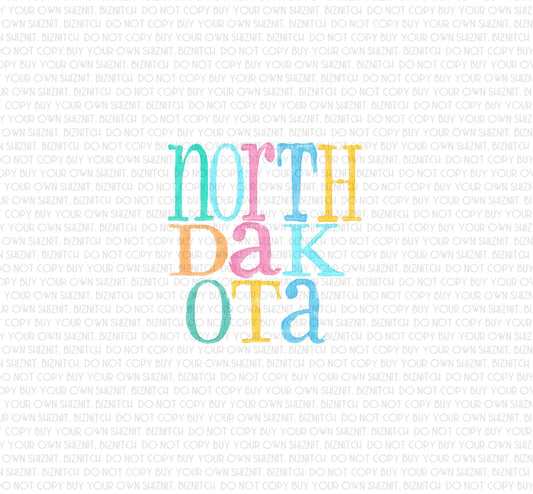 Watercolor North Dakota DTF (Direct to Film) Transfers, DTF Transfer Ready to Press, 3-5 Day Ship