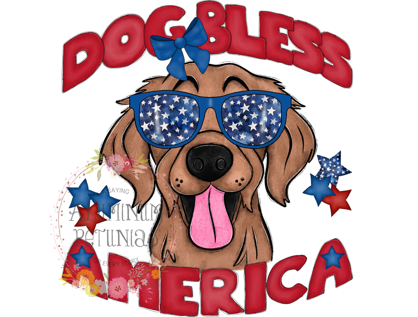 Dog Bless America DTF (Direct to Film) Transfers, Animal Breeds DTF Transfer Ready to Press, Golden Retriever