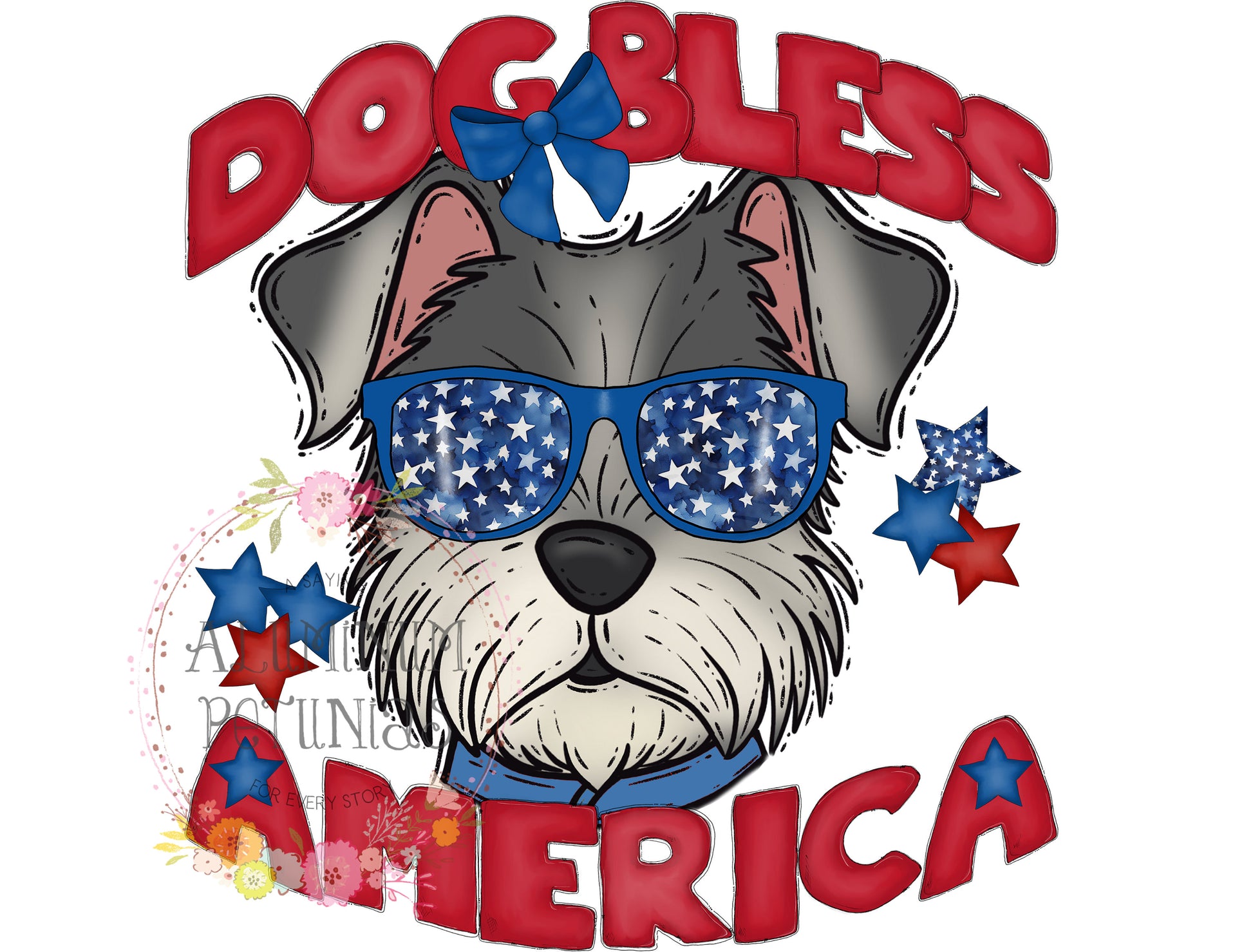 Dog Bless America DTF (Direct to Film) Transfers, Animal Breeds DTF Transfer Ready to Press, Schnauzer