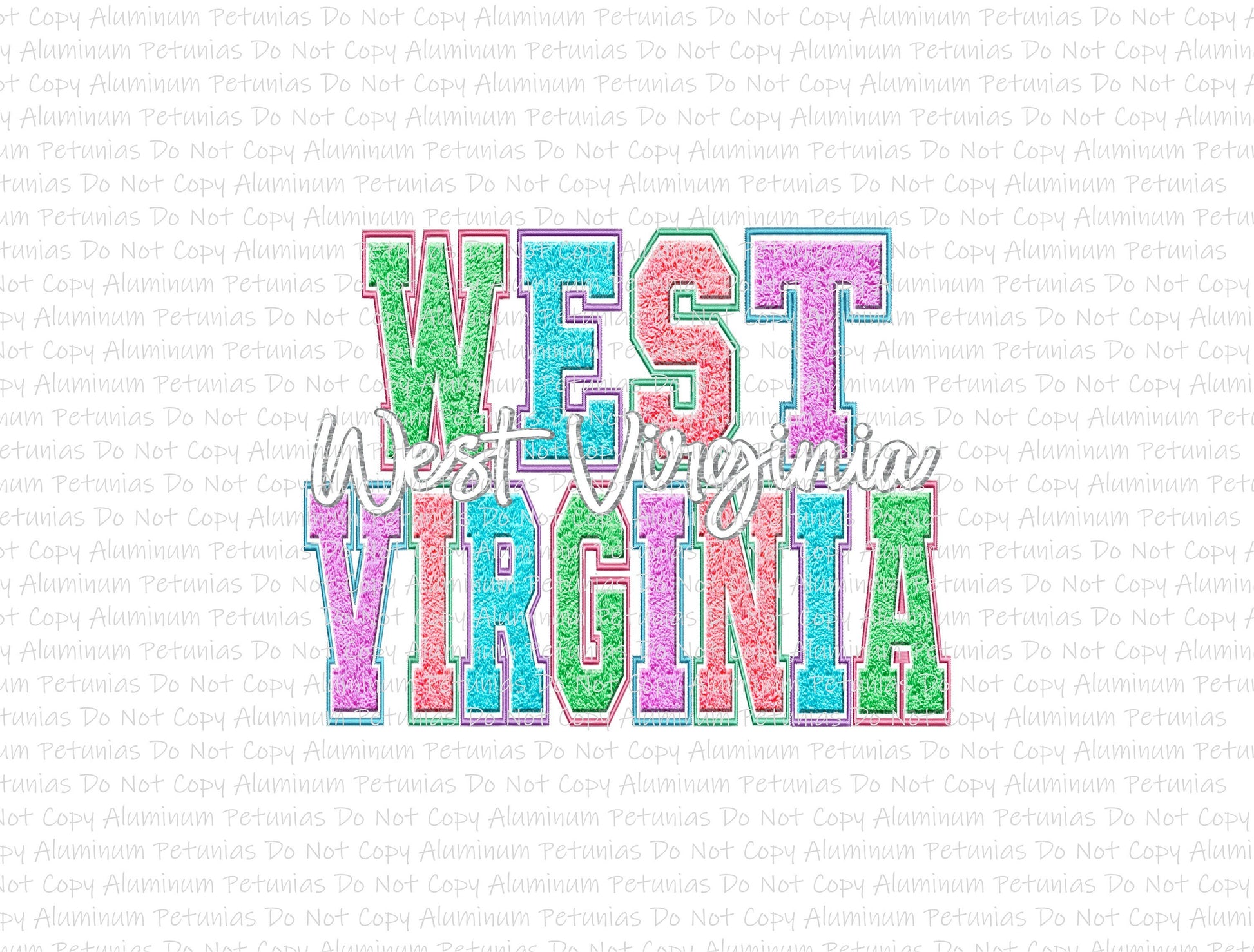 Spring States West Virginia, Faux Chenille DTF (Direct to Film) Transfers, DTF Prints