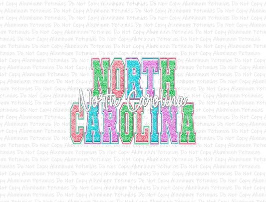 Spring States North Carolina, Faux Chenille DTF (Direct to Film) Transfers, DTF Prints