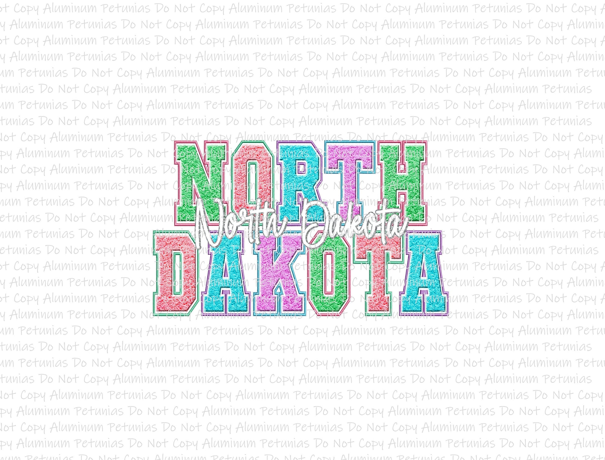 Spring States North Dakota, Faux Chenille DTF (Direct to Film) Transfers, DTF Prints