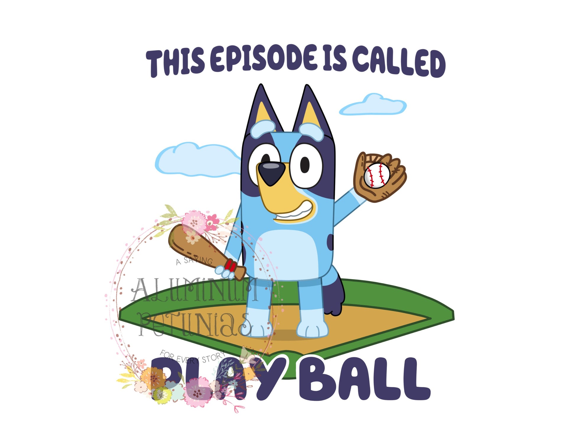 This Episode is called Play Ball Baseball, Blue Friends DTF (Direct to Film) Transfers, DTF Transfer- Approved Vendor Handmade Helton