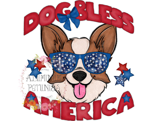 Dog Bless America DTF (Direct to Film) Transfers, Animal Breeds DTF Transfer Ready to Press, Corgi