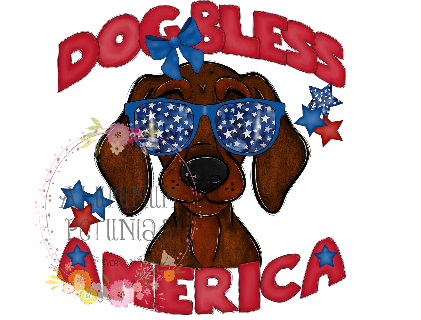 Dog Bless America DTF (Direct to Film) Transfers, Animal Breeds DTF Transfer Ready to Press, Dachshund Red