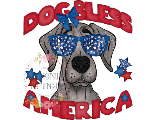 Dog Bless America DTF (Direct to Film) Transfers, Animal Breeds DTF Transfer Ready to Press, Great Dane