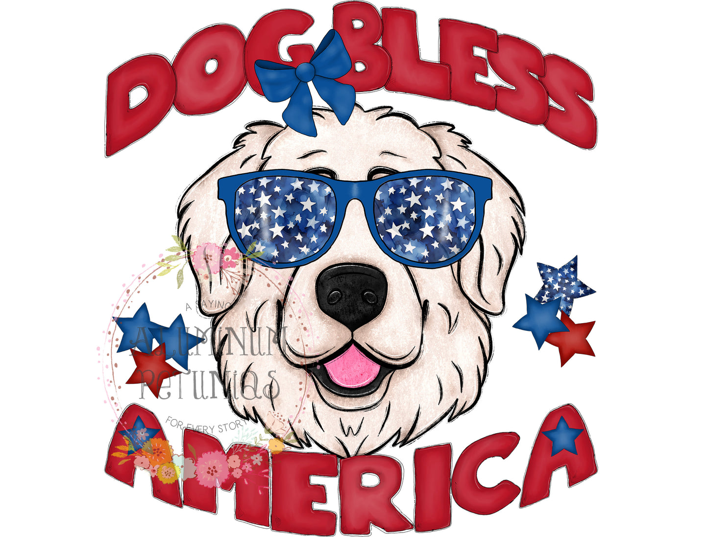 Dog Bless America DTF (Direct to Film) Transfers, Animal Breeds DTF Transfer Ready to Press, Great Pyrenees