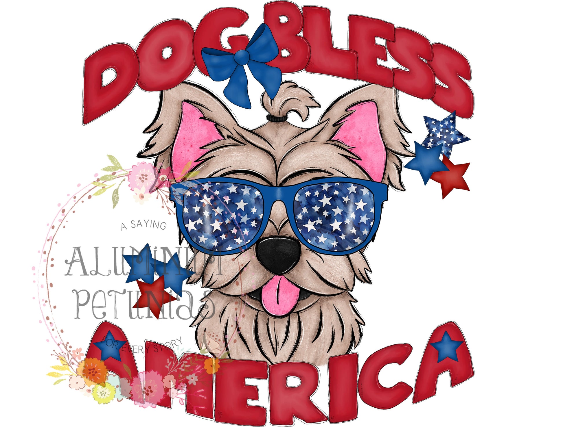 Dog Bless America DTF (Direct to Film) Transfers, Animal Breeds DTF Transfer Ready to Press, American Yorkie