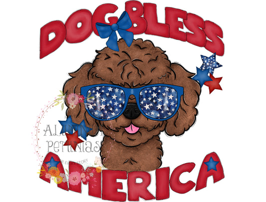 Dog Bless America DTF (Direct to Film) Transfers, Animal Breeds DTF Transfer Ready to Press, Toy Poodle