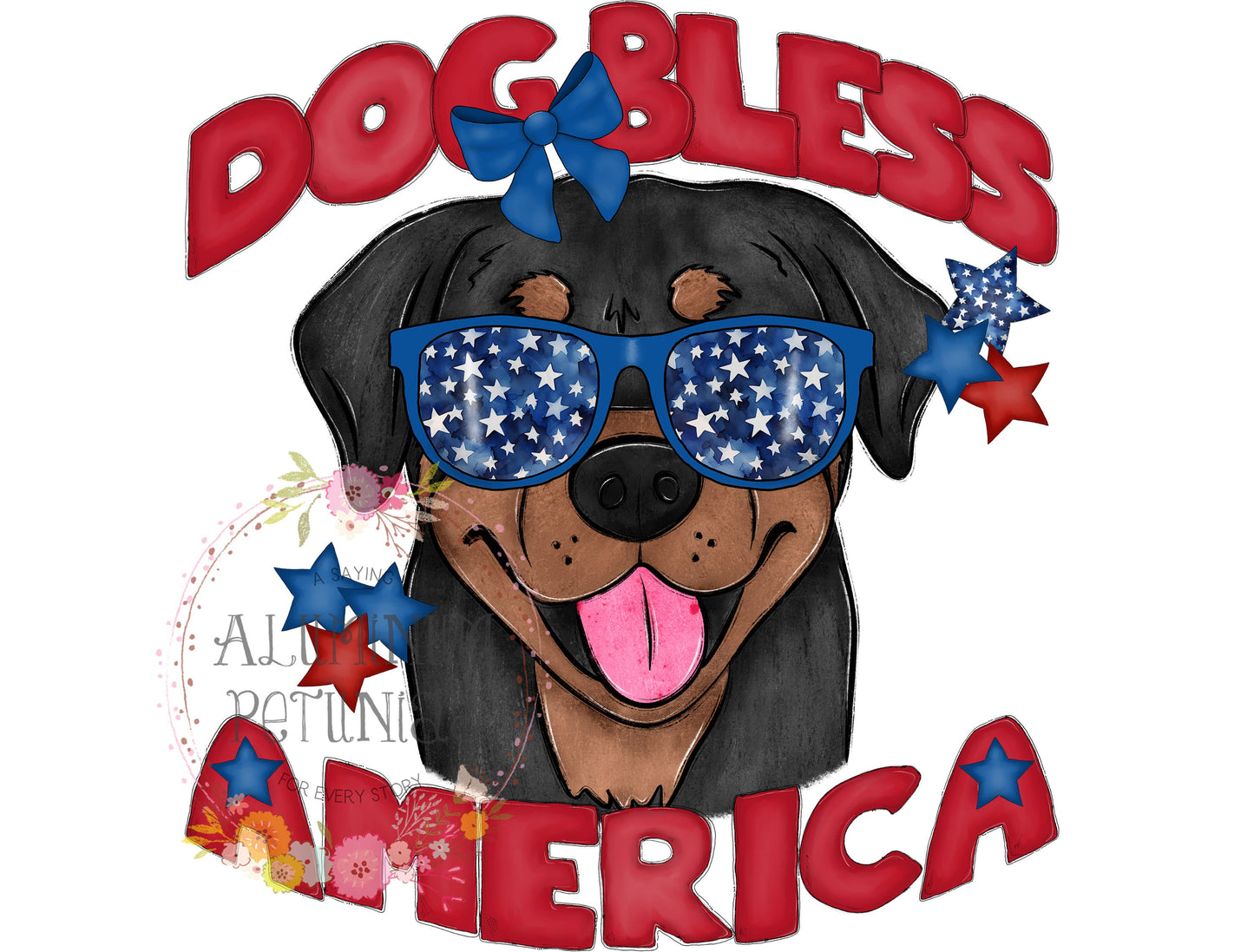 Dog Bless America DTF (Direct to Film) Transfers, Animal Breeds DTF Transfer Ready to Press, Rottweiler