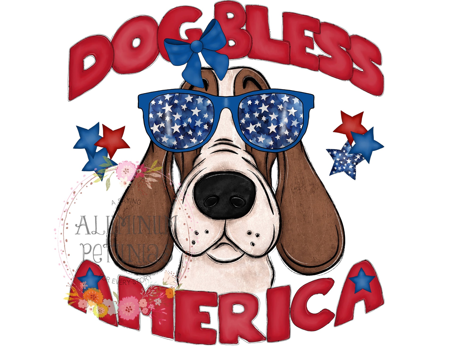 Dog Bless America DTF (Direct to Film) Transfers, Animal Breeds DTF Transfer Ready to Press, Basset Hound