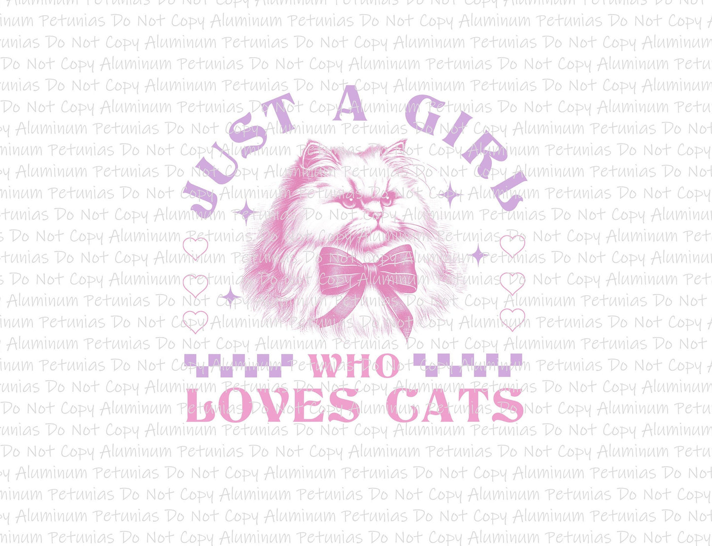 Vintage Just a Girl Who Loves Cats DTF (Direct to Film) Transfers, Cat DTF Transfer Ready to Press, 1-3 Day Ship