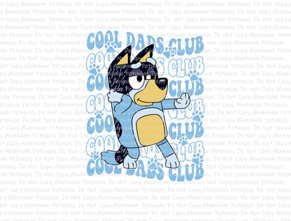 Cool Dad Club Blue DTF (Direct to Film) Transfers, Ready to Press